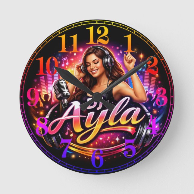 DJ AYLA 2 RUNDE WANDUHR (Vorderseite)