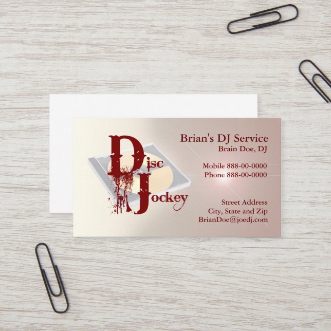 DJ Business Card Visitenkarte (Vorderseite/Rückseite Beispiel)