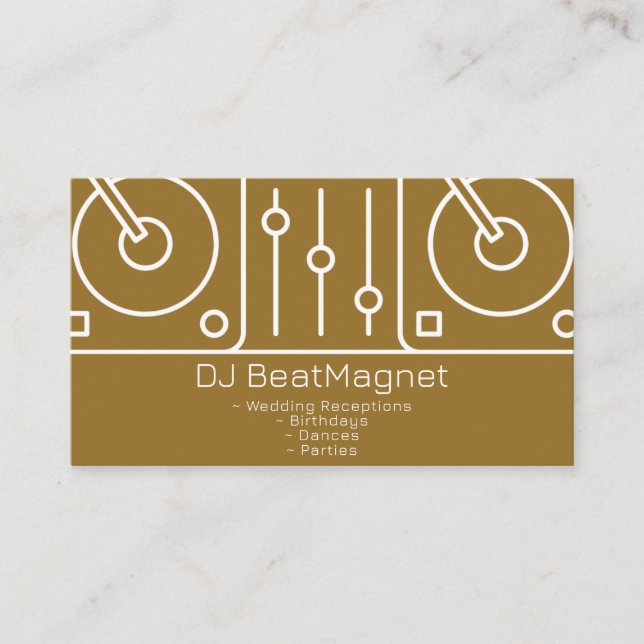 DJ Business Cards für Hochzeiten - Weißes Gold Ein Visitenkarte (Vorderseite)