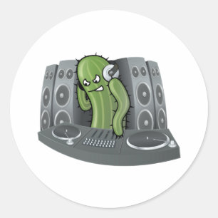 DJ Cactus Design Runder Aufkleber