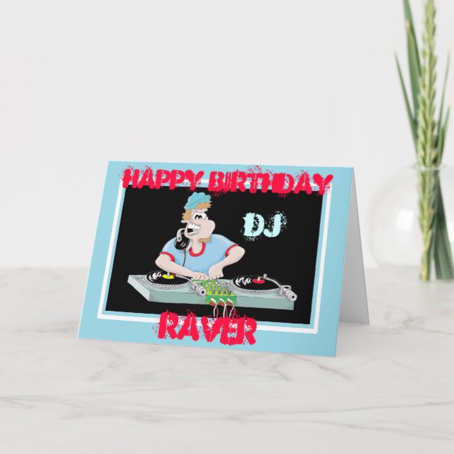 DJ Cartoon Happy Birtday Racerkarte Karte (Vorderseite)