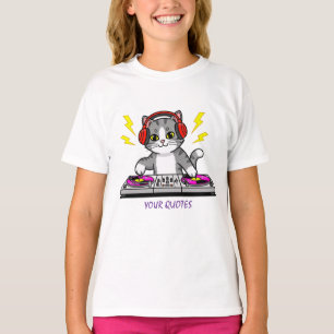 DJ Cat Cartoon – Illustration eines coolen Musikli T-Shirt