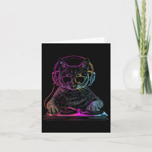 Dj Cat Edm Techno House Musik Funny Cat Lover Karte