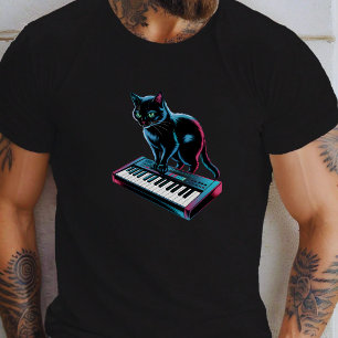 DJ Cat Funny 80er 90er Disco Cat Musik T-Shirt