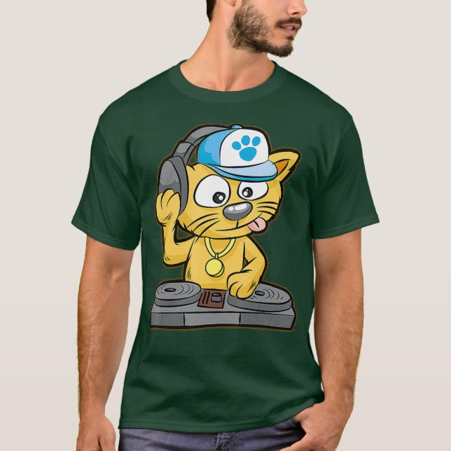 DJ Cat Kitty Scratch Turntable Scratcher Gift T-Shirt (Vorderseite)