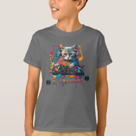 Dj Cat Scratching Record Music Design T-Shirt