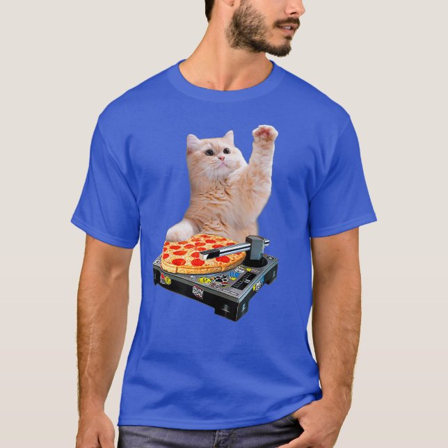 DJ Cat Shirt Cat DJ Pizza EDM Music Niedlich White (Vorderseite)