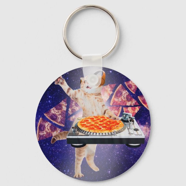 DJ Cat Turntable Mixer Schlüsselanhänger (Vorderseite)