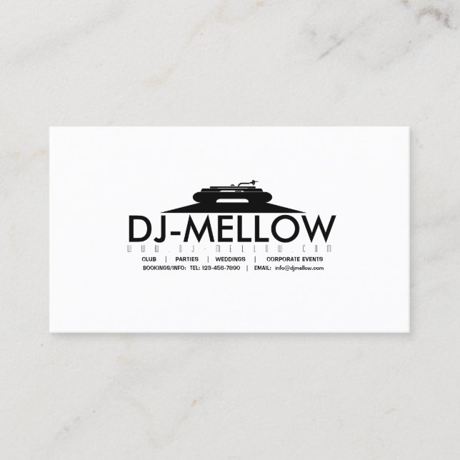 DJ CD Turntable Business Card Visitenkarte (Vorderseite)