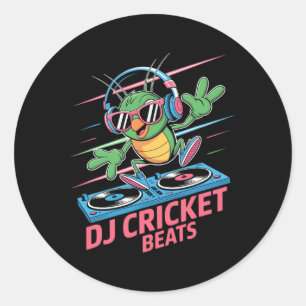 Dj Cricket Beats Groovige Musik Spaß  Runder Aufkleber
