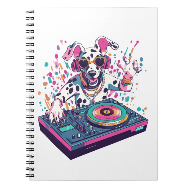 DJ Dalmatiner � EDM Rave Party Hund Notizblock (Vorderseite)