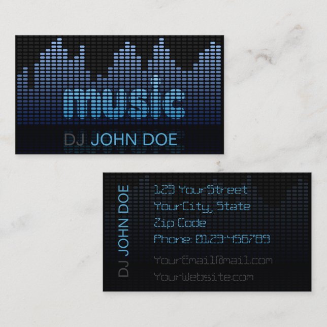 DJ Digital Equalizer Music Wave Wall Business Card Visitenkarte (Vorne/Hinten)