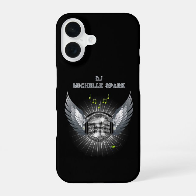DJ Disco-Kugel Flügel iPhone 16 Hülle (Rückseite)