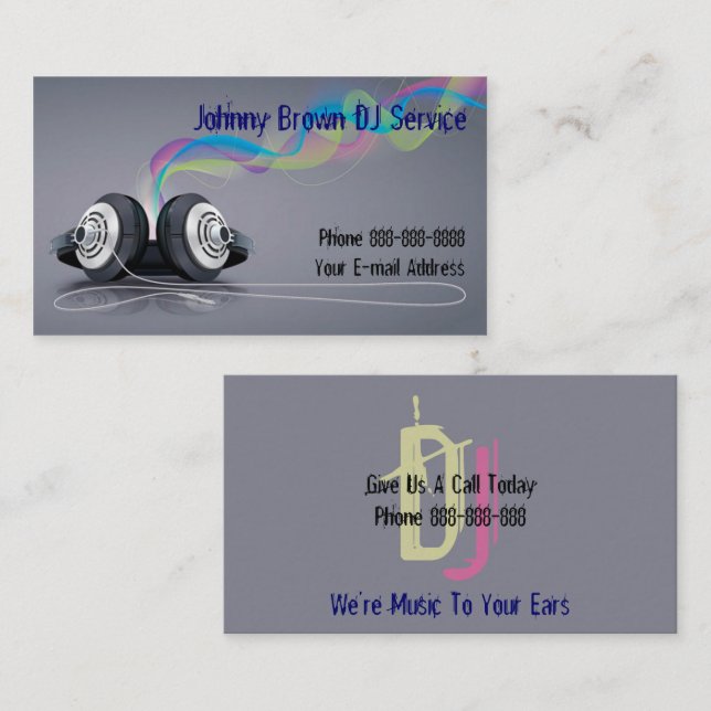DJ Disk Jockey Business Card Visitenkarte (Vorne/Hinten)