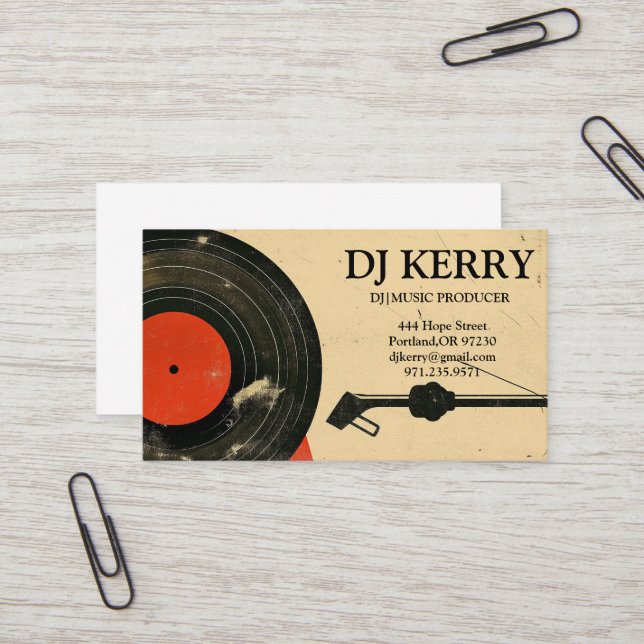 DJ Disk Jockey Electronic Visitenkarte (Vorderseite/Rückseite Beispiel)