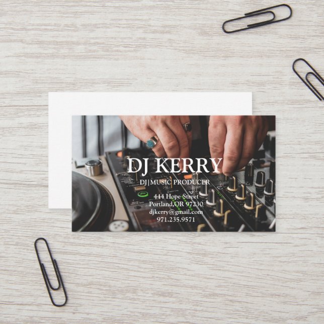 DJ Disk Jockey Electronic Visitenkarte (Vorderseite/Rückseite Beispiel)