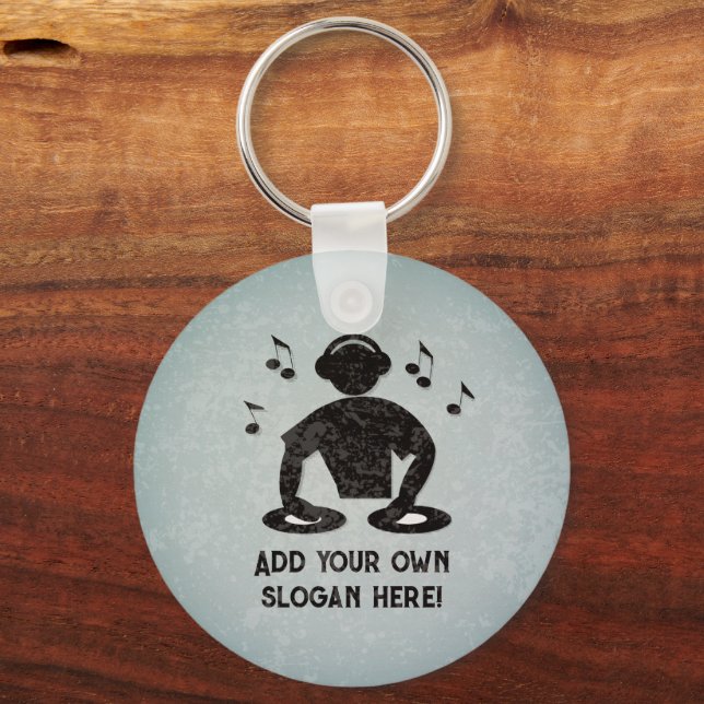 DJ - Disk Jockey - Sound-Typ mit eigenem Text Schlüsselanhänger (Vorderseite)