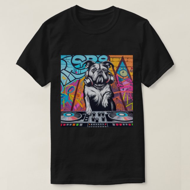 DJ Dog Graffiti Street Turntable Mixing T-Shirt (Design vorne)