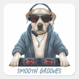 DJ Doggo Quadratischer Aufkleber