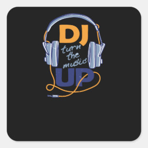 DJ dreh die Musik auf Quadratischer Aufkleber