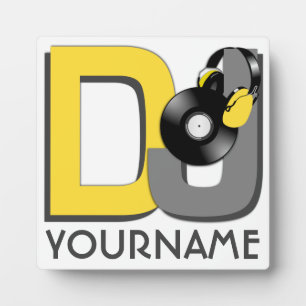 DJ-Farbpalette und Monogramm-Plakette Fotoplatte