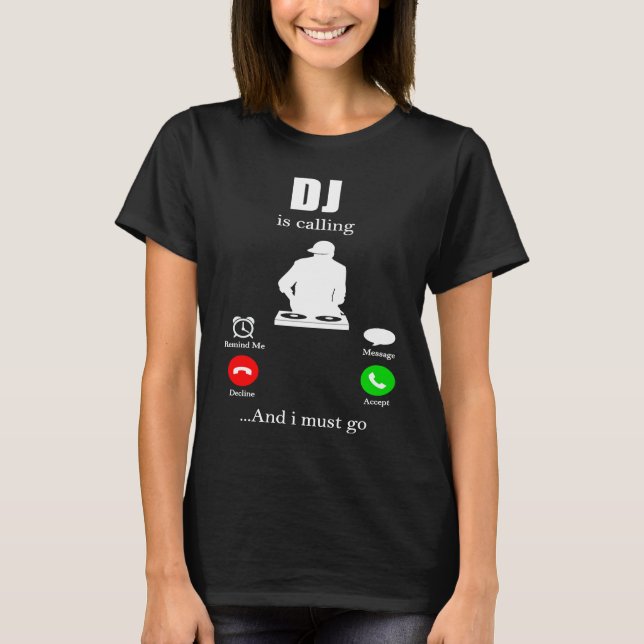 DJ  for Disc Jockey Synthesizer Electro Club Beats T-Shirt (Vorderseite)