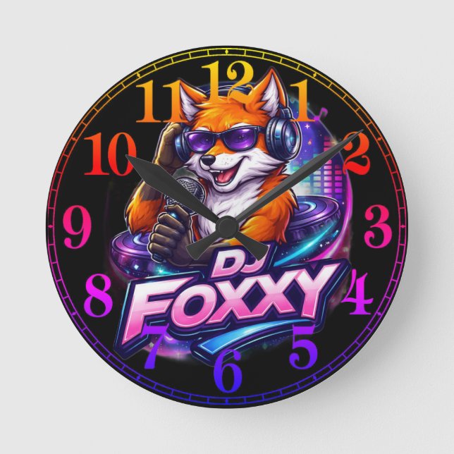 DJ FOXXY 2 RUNDE WANDUHR (Vorderseite)