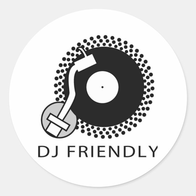 DJ Friendly Runder Aufkleber (Vorderseite)
