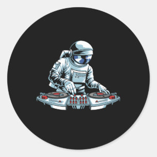 Dj Gear Set Turntable Vinyl Astronaut Disk Jockey Runder Aufkleber