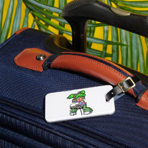 DJ Girl mit Green Hair und Kopfhörer Gepäckanhänger