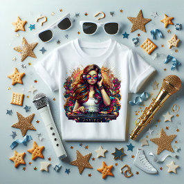 Dj Girl Vibrant Illustration T-Shirt