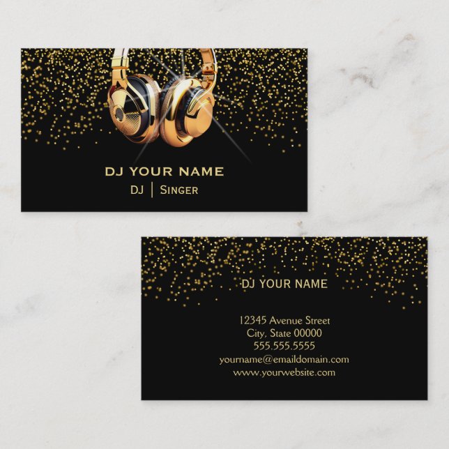 DJ Gold Business Card Visitenkarte (Vorne/Hinten)