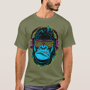 Dj Gorilla Sunglasses Kopfhörer Musik T-Shirt
