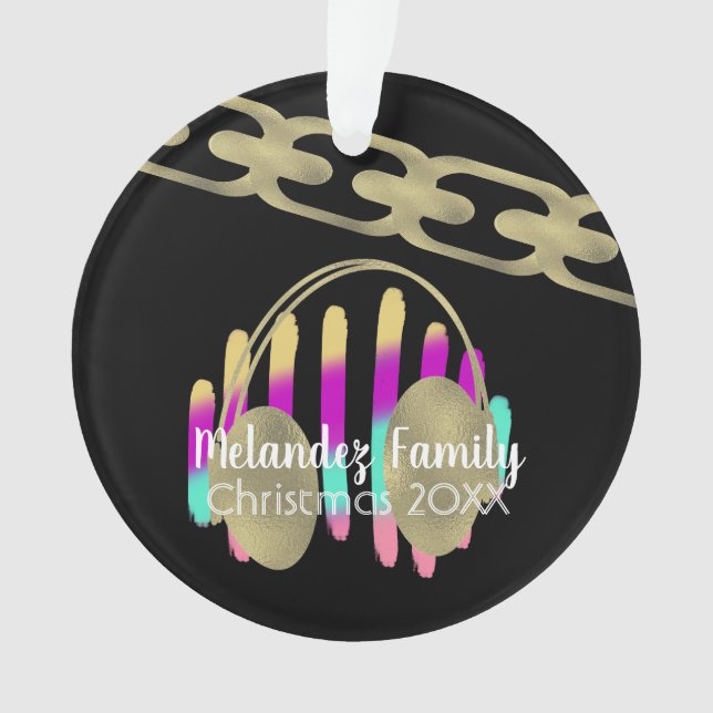 DJ Hip Hop Retro Kopfhörer Neon Foil Chain Ornament (Vorderseite)