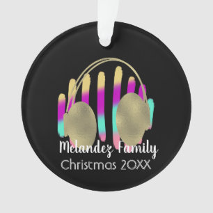 DJ Hip Hop Retro Kopfhörer Neon Musik Bars Ornament