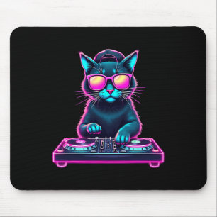 Dj House Cat Rainbow Dj Cat Kitty Mousepad