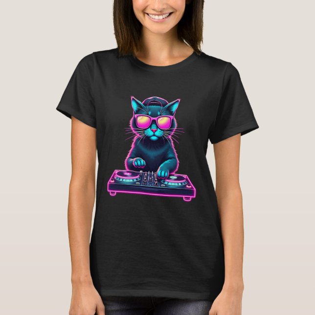 Dj House Cat Rainbow Dj Cat Kitty T-Shirt (Vorderseite)