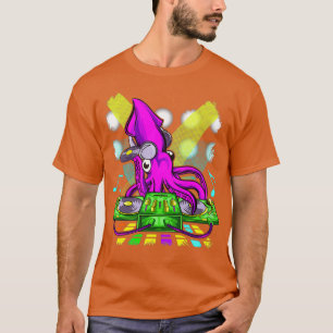 DJ House Musik Oktopus Disc Jockey Liebt Musik T-Shirt
