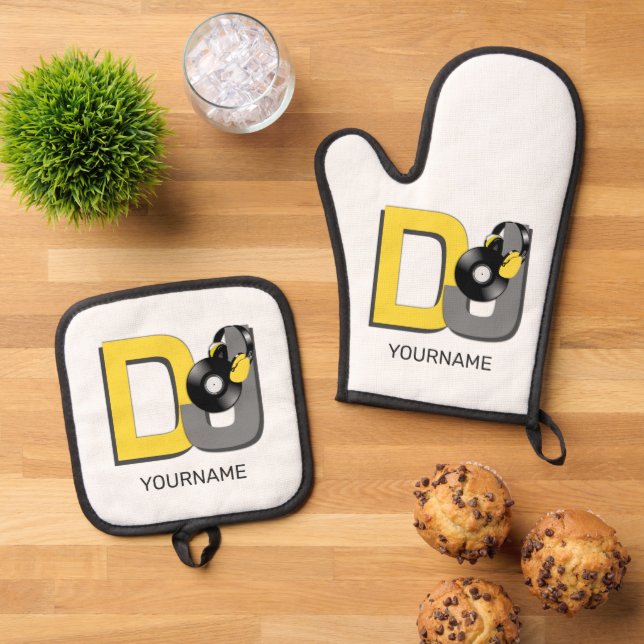 DJ individuelle Name Ofenhandschuh & Topflappen-Set (Oben Unten)
