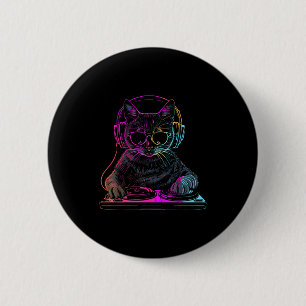 Dj Katze Edm Techno House Musik Lustige Katzenlieb Button