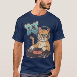 DJ Katze Niedliche Cartoon-Musikliebhaberin T-Shirt