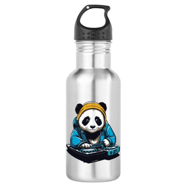 DJ Kawaii Panda Edelstahlflasche (Vorderseite)