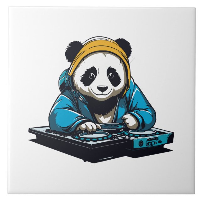 DJ Kawaii Panda Fliese (Vorderseite)