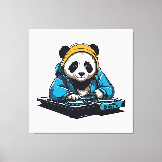 DJ Kawaii Panda Leinwanddruck (Vorderseite)