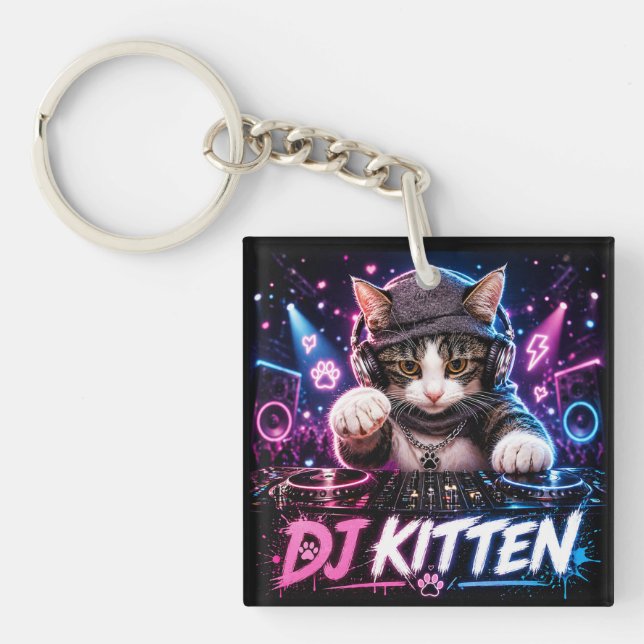 DJ KITTEN DOUBLE SIDED SCHLÜSSELANHÄNGER (Vorderseite)