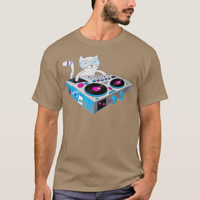 DJ Kitty Shirt Funny Cat T-Shirt Disco DJ Kitten T (Vorderseite)