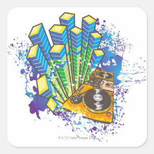 DJ-Kontrollen-Platte Quadratischer Aufkleber