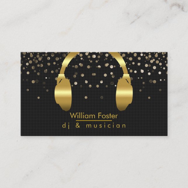 DJ-Kopfhörer-GoldToningenieur-Musiker Visitenkarte