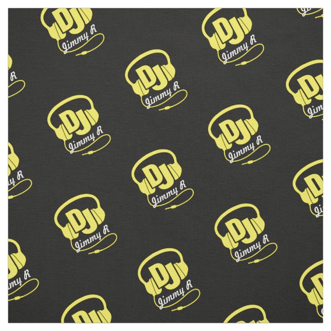 DJ-Kopfhörer mit dem Namen gelb, weiß Stoff (Muster)