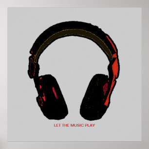 DJ-Kopfhörer-Musikwanddruck Poster